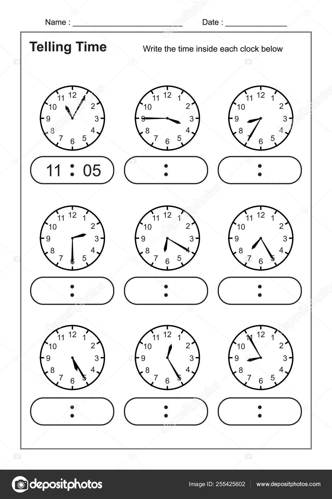 telling time worksheets for kindergarten