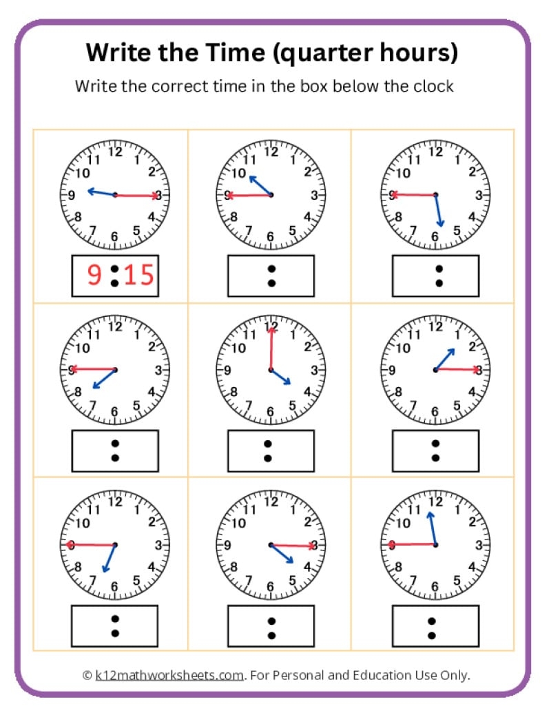 Telling Time Worksheets