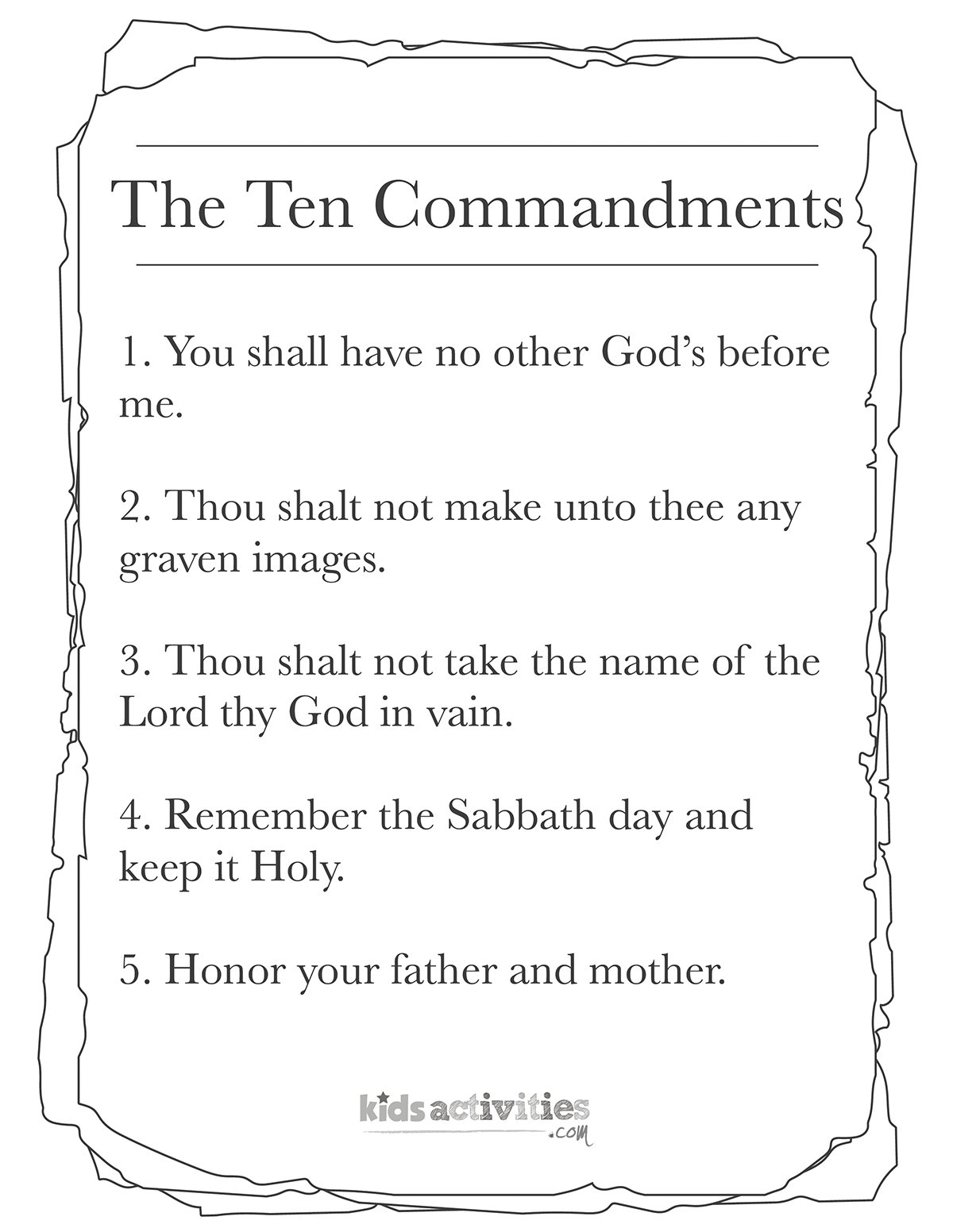 free printable 10 commandments printable worksheets