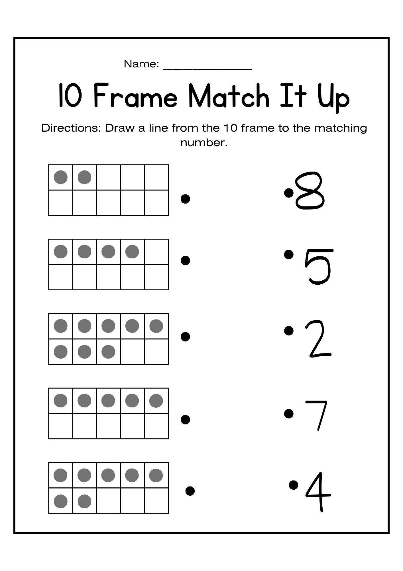 Ten Frame Addition Worksheets Kindergarten Math PDF Etsy Norway