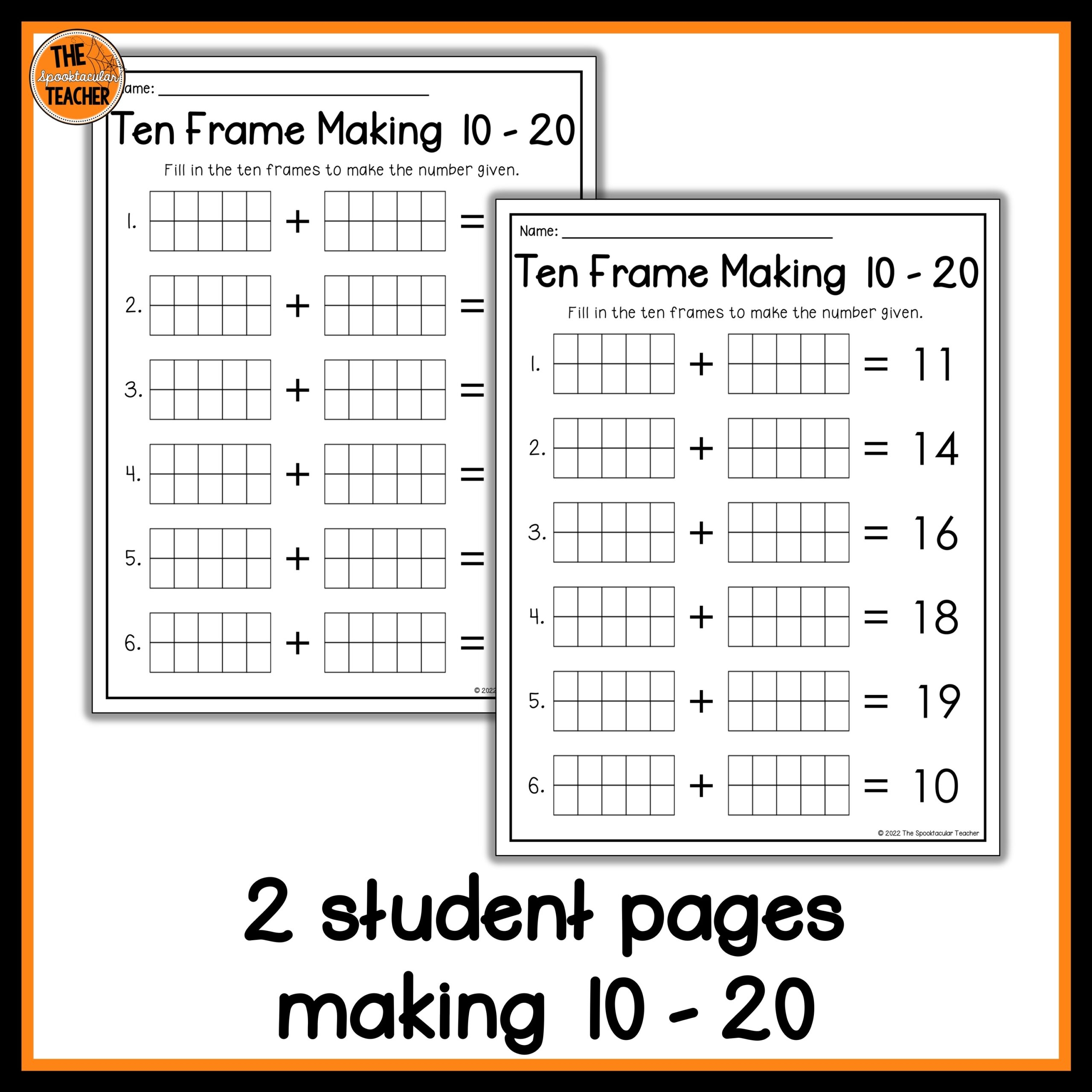Ten Frame Addition Worksheets Making 10 Up To 20 Made By Teachers Ten Frame Addition Worksheets Making 10 Up To 20 Made By Teachers