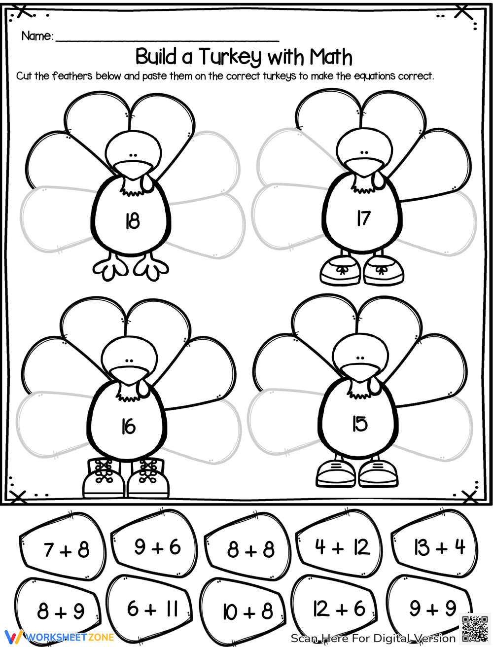 Thanksgiving Addition Worksheets
