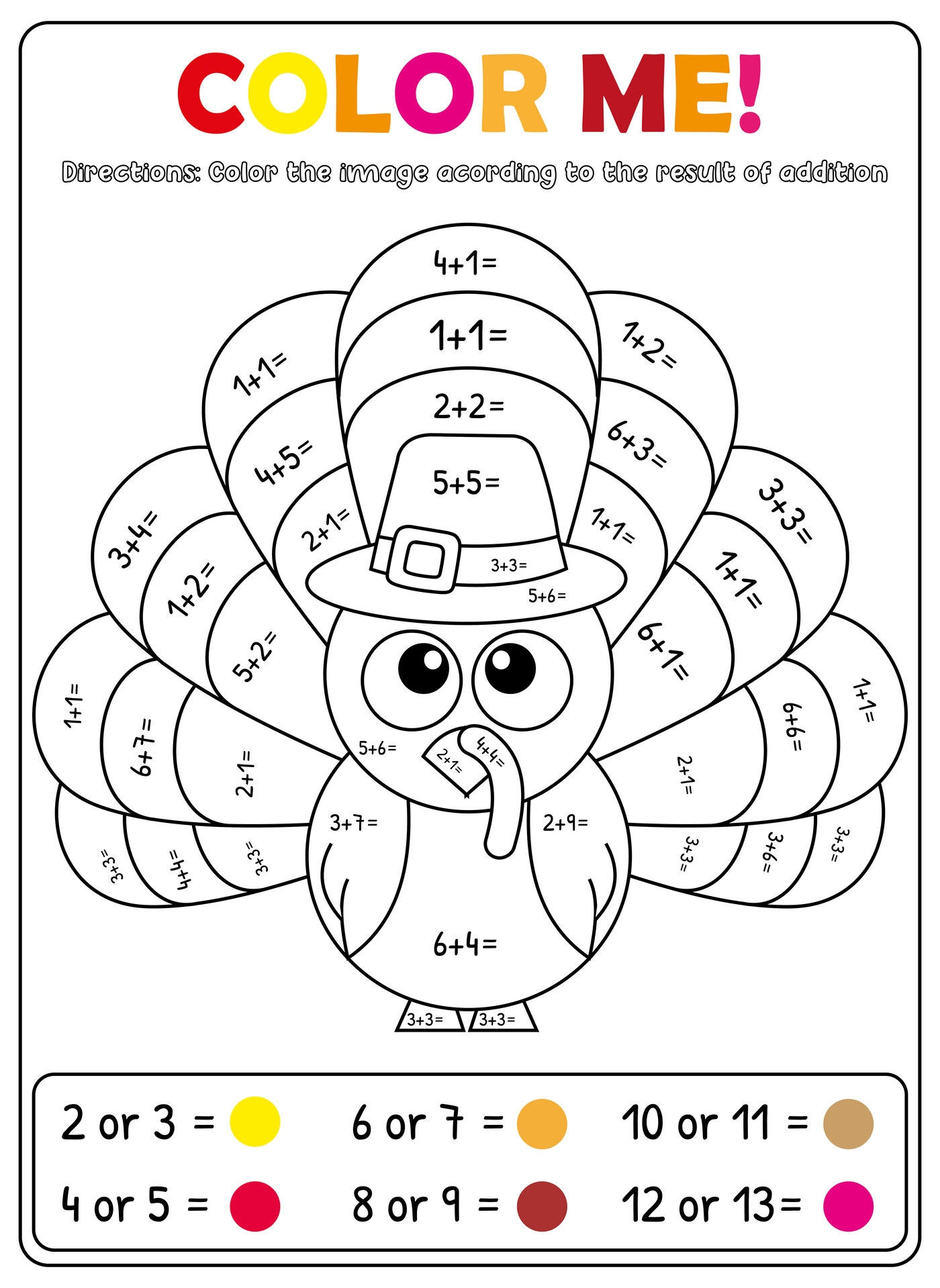 Thanksgiving Multiplication Color By Number Code Thanksgiving Multiplication Color By Number Code