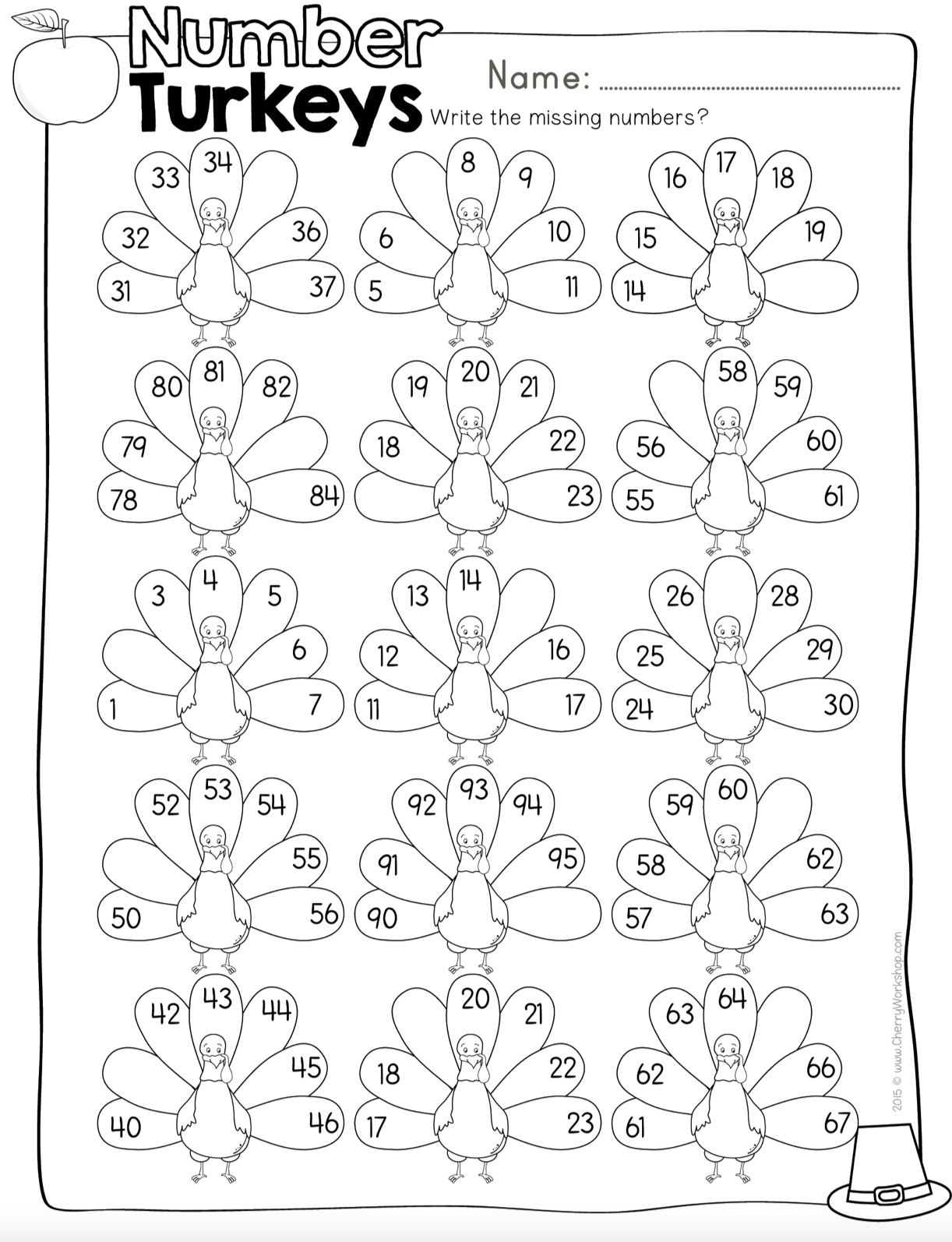 thanksgiving math worksheets
