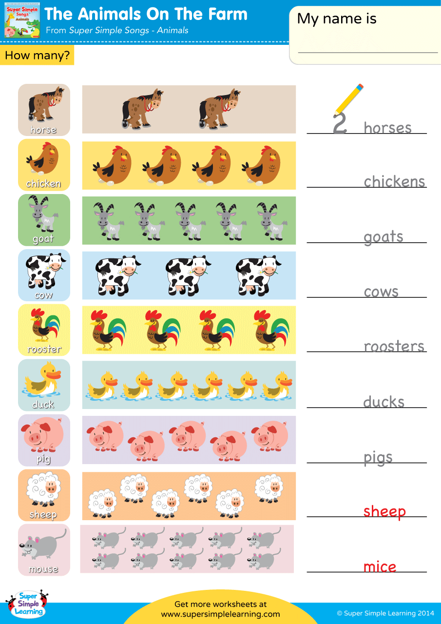 preschool farm animal worksheets