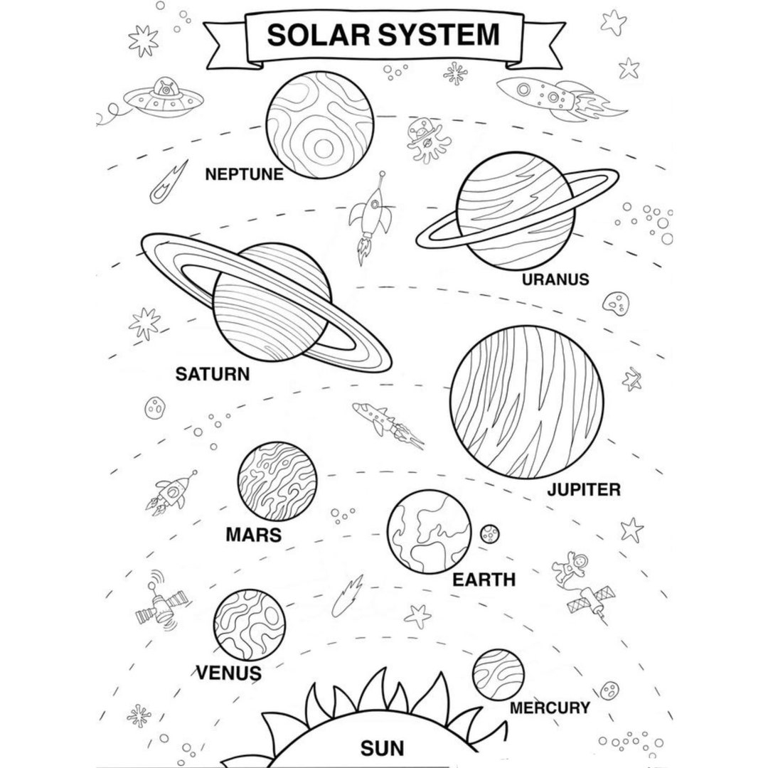 The Solar System 27 Pages Instant Download Pages For Coloring Etsy