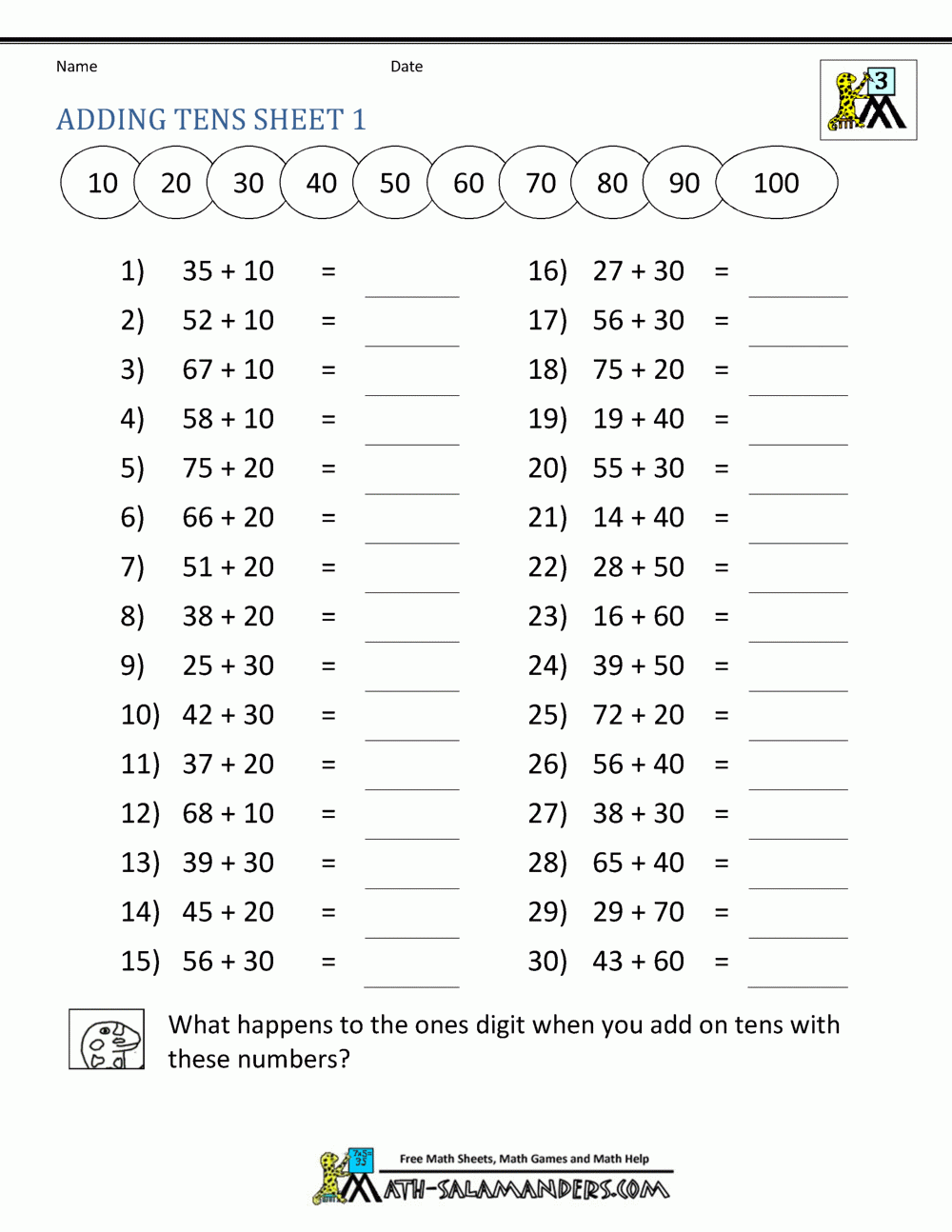 math worksheets for grade 3
