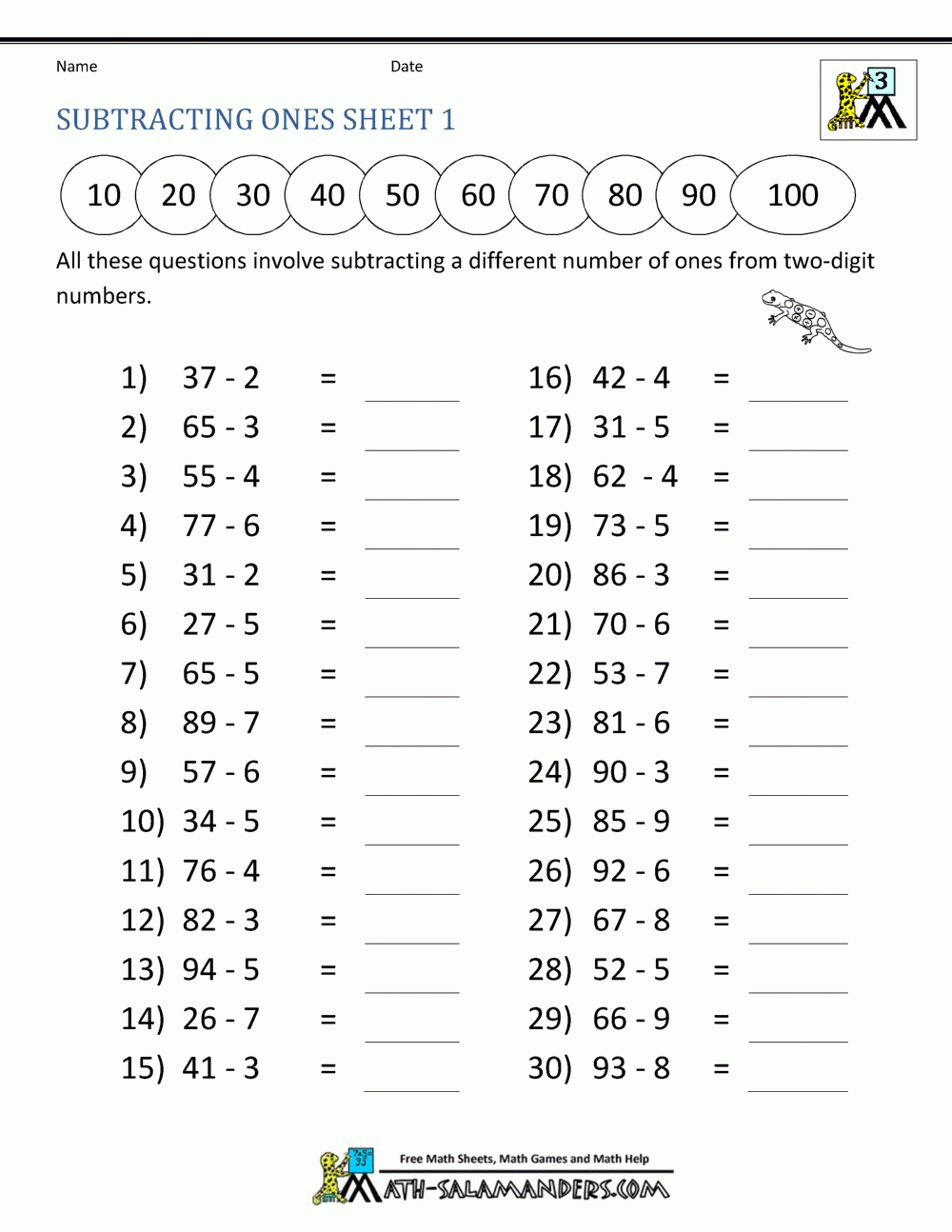 Third Grade Subtraction Worksheets Third Grade Subtraction Worksheets