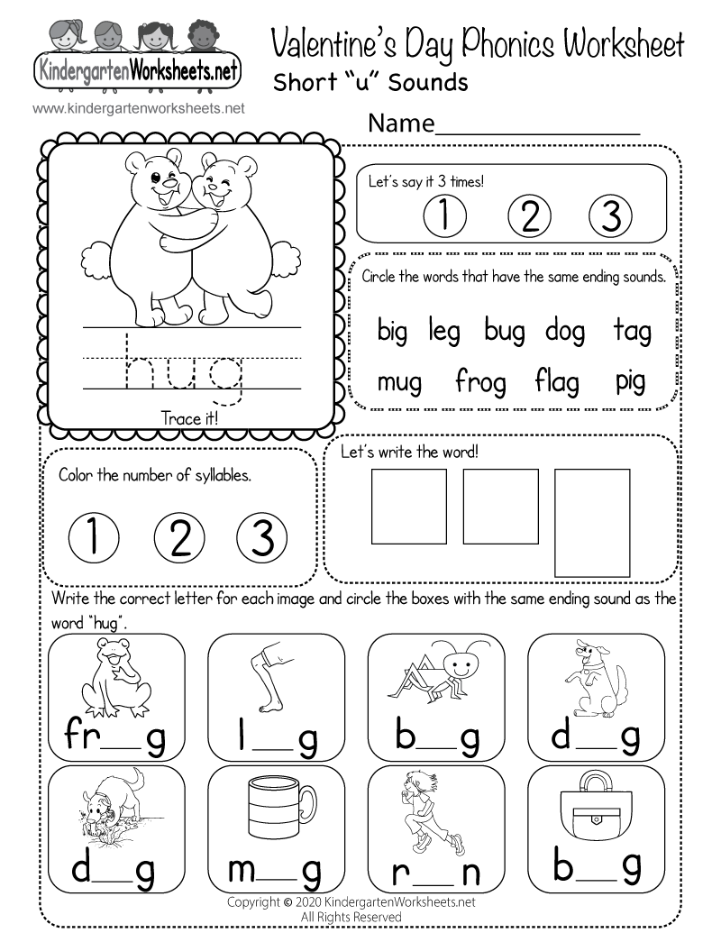 phonics worksheets kindergarten free