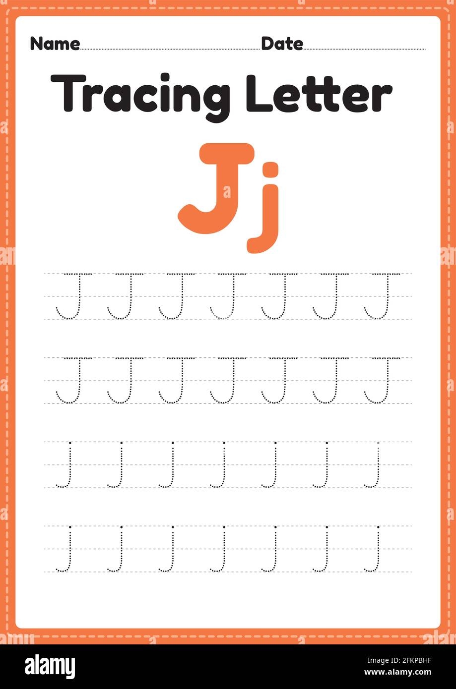 Tracing Letter J Alphabet Worksheet For Kindergarten And Preschool Kids For Handwriting Practice And Educational Activities In A Printable Page Illust Stock Vector Image Art Alamy