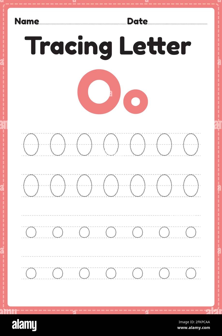 Tracing Letter O Alphabet Worksheet For Kindergarten And Preschool Kids For Handwriting Practice And Educational Activities In A Printable Page Illust Stock Vector Image Art Alamy