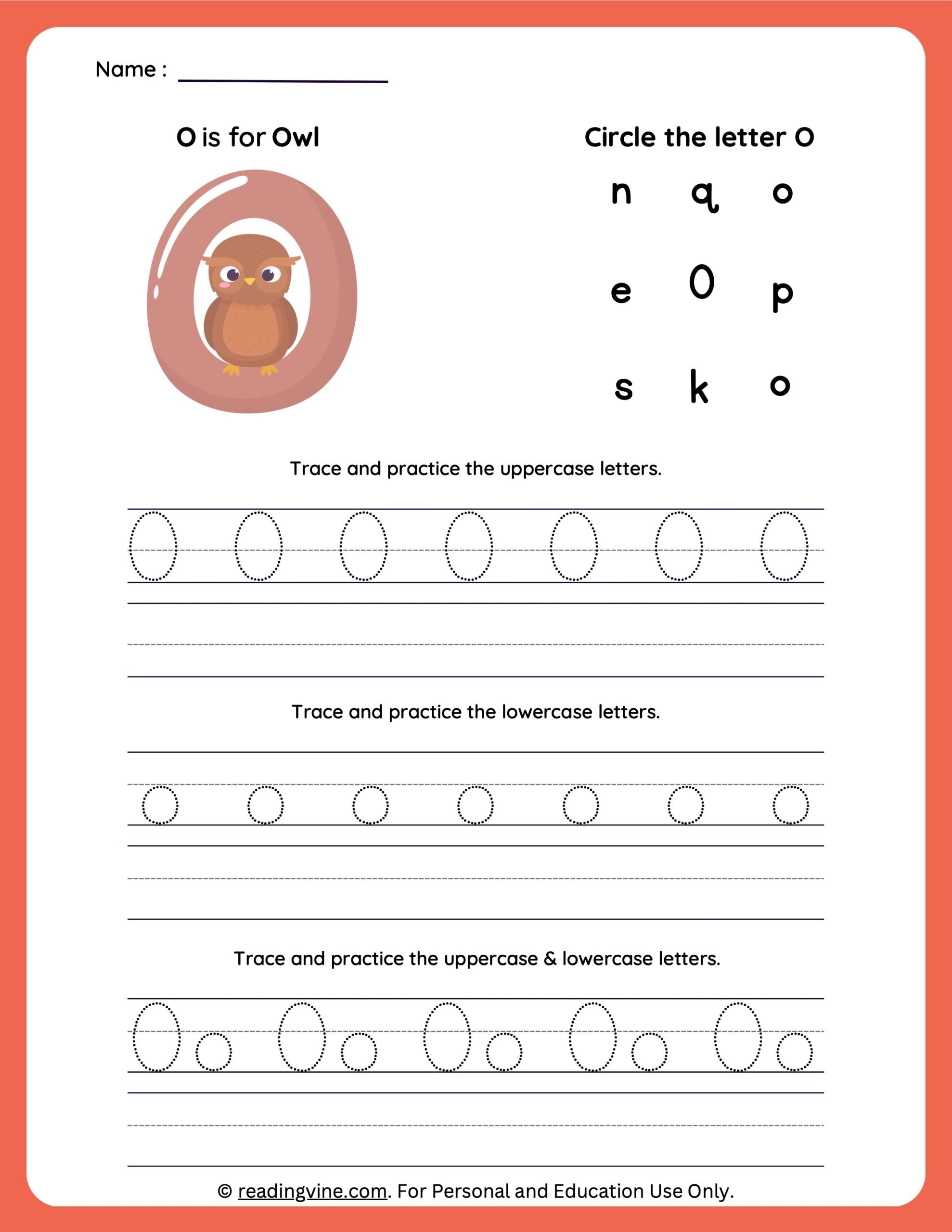 Tracing Letter O Worksheets For Preschool
