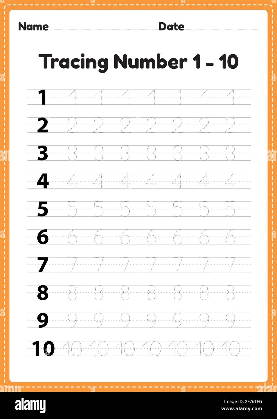 Tracing Number 1 10 Worksheet For Kindergarten And Preschool Kids For Educational Handwriting Practice In A Printable Page Stock Vector Image Art Alamy Tracing Number 1 10 Worksheet For Kindergarten And Preschool Kids For Educational Handwriting Practice In A Printable Page Stock Vector Image Art Alamy