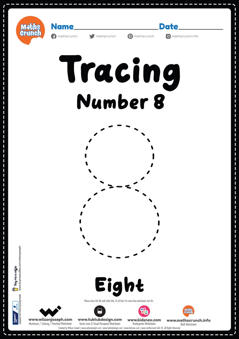 preschool number 8 worksheets