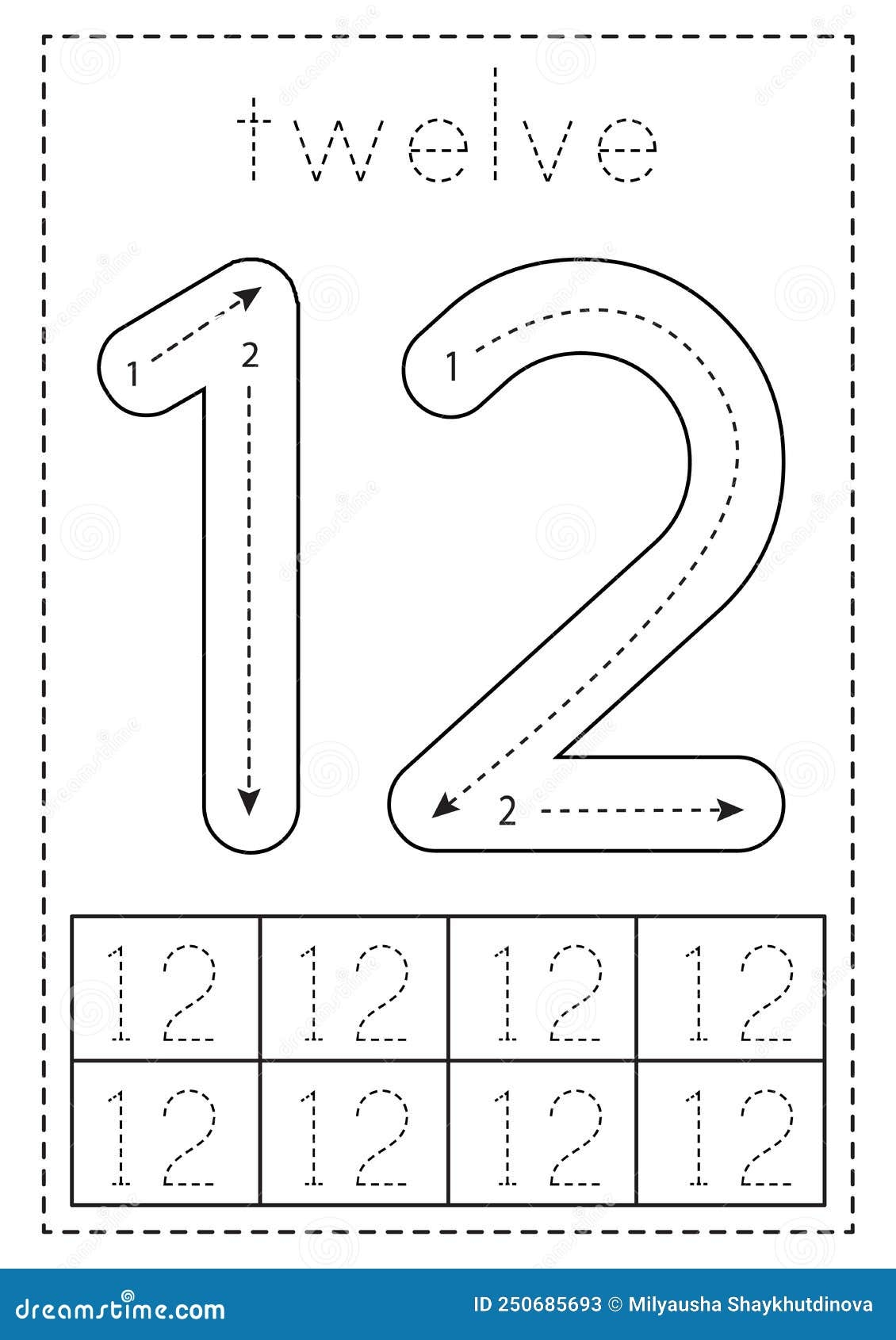 Tracing Number Twelve Preschool Worksheet Black And White Stock Vector Illustration Of Number Education 250685693 Tracing Number Twelve Preschool Worksheet Black And White Stock Vector Illustration Of Number Education 250685693