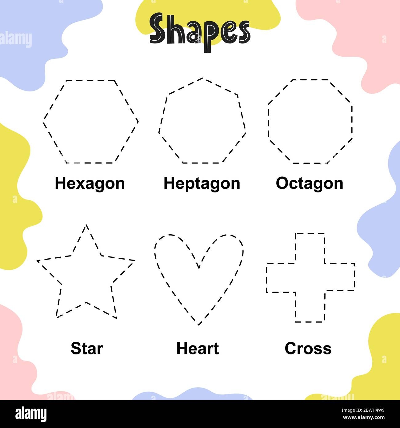 Tracing Shapes Worksheet For Kids Hexagon Heptagon Stock Vector Image Art Alamy Tracing Shapes Worksheet For Kids Hexagon Heptagon Stock Vector Image Art Alamy