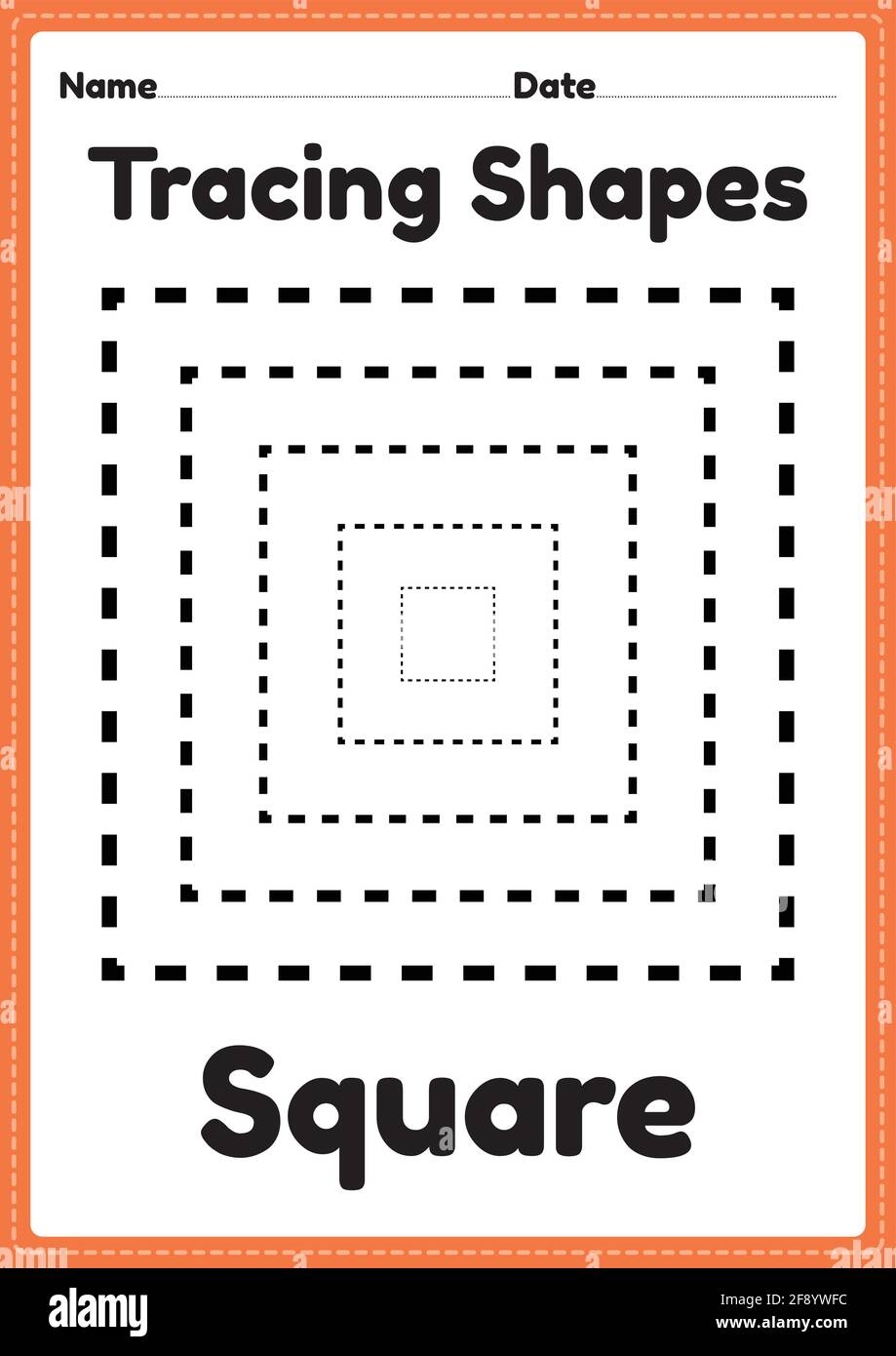Tracing Square Shapes Worksheet For Kindergarten And Preschool Kids For Handwriting Practice And Educational Activities In A Printable Page Stock Vector Image Art Alamy