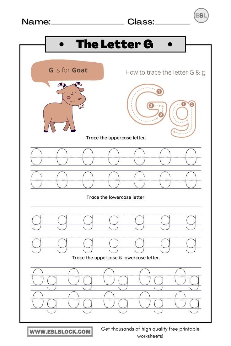 Tracing The Letter G Worksheets