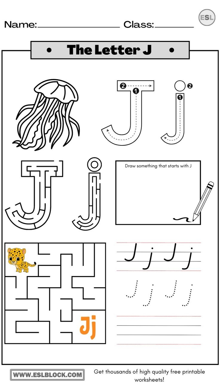 j worksheet preschool