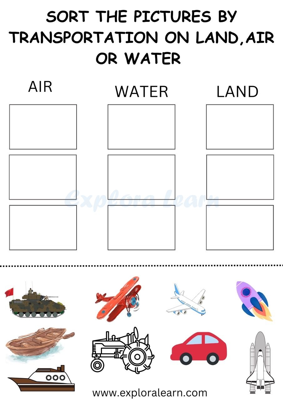 Transport Worksheets For Preschool And Kindergarten 2 To 6 Years Kids