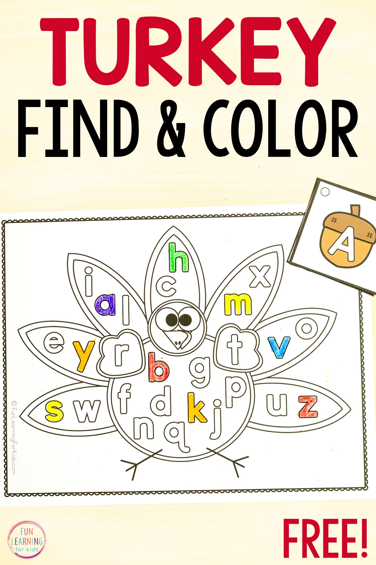 Turkey Find And Color The Letter Fall Worksheets