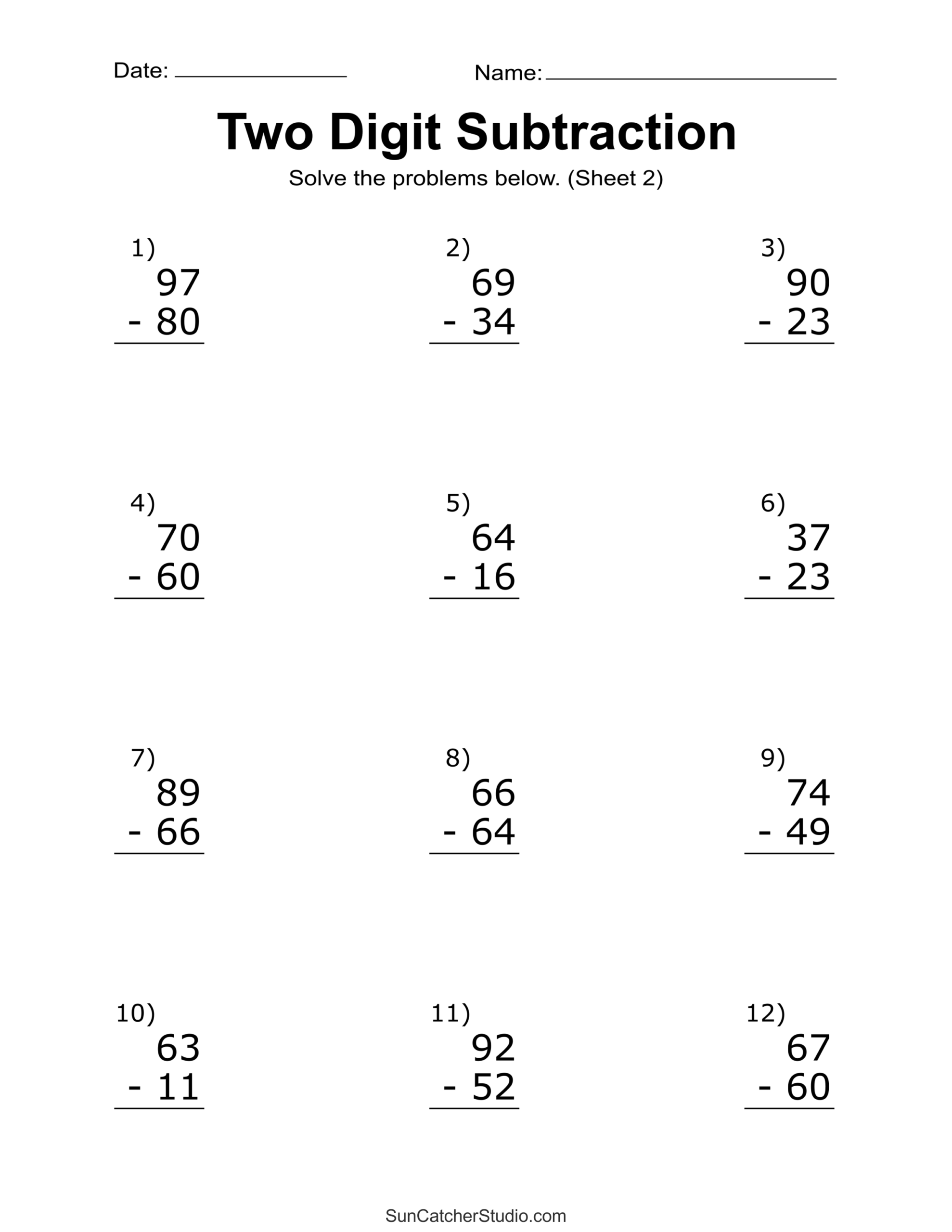 two digit math worksheets