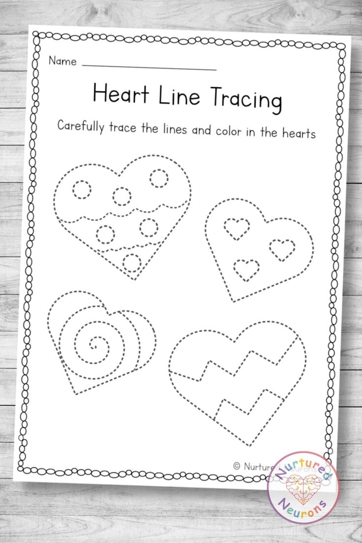 Valentine s Day Heart Tracing Worksheet Preschool Printable Nurtured Neurons