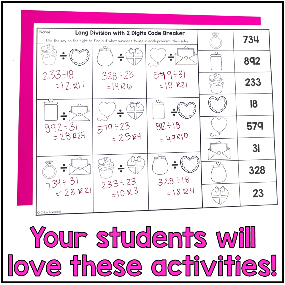 Valentine s Day Math Activities No Prep Worksheets BUNDLE Math Worksheets Chloe Campbell Education