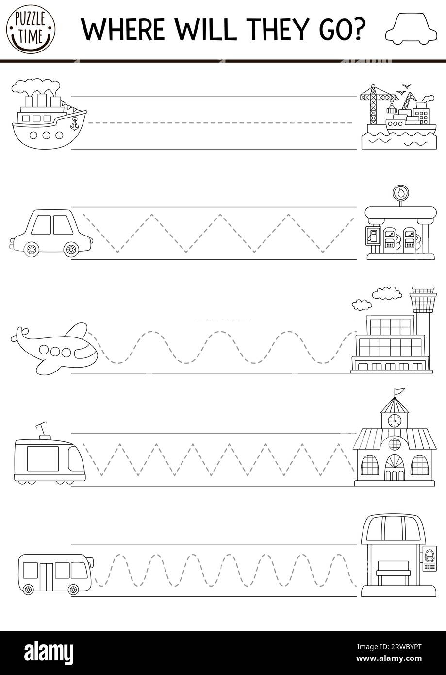 Vector Transportation Handwriting Practice Worksheet Transport Printable Black And White Activity For Kids Tracing Game For Writing Skills Coloring Stock Vector Image Art Alamy