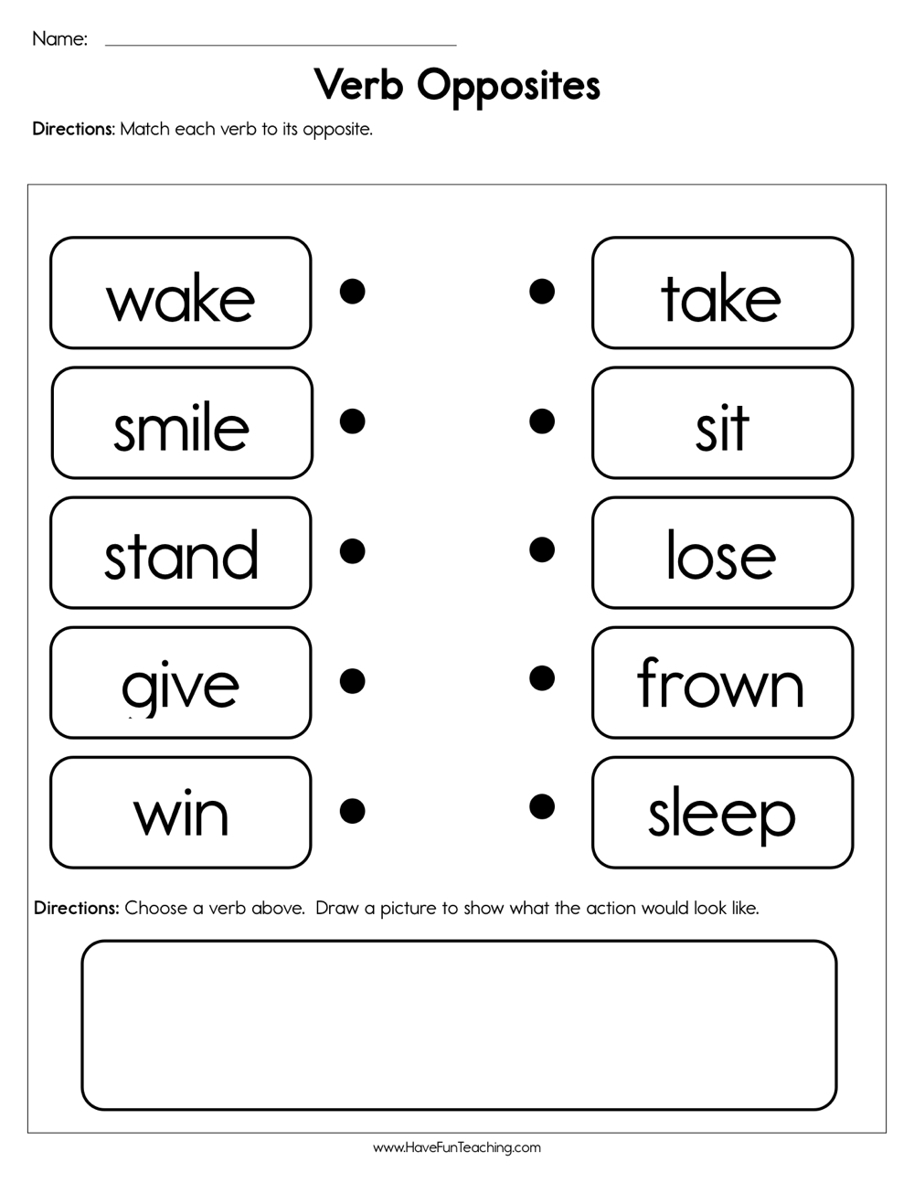 Verb Opposites Worksheet Have Fun Teaching