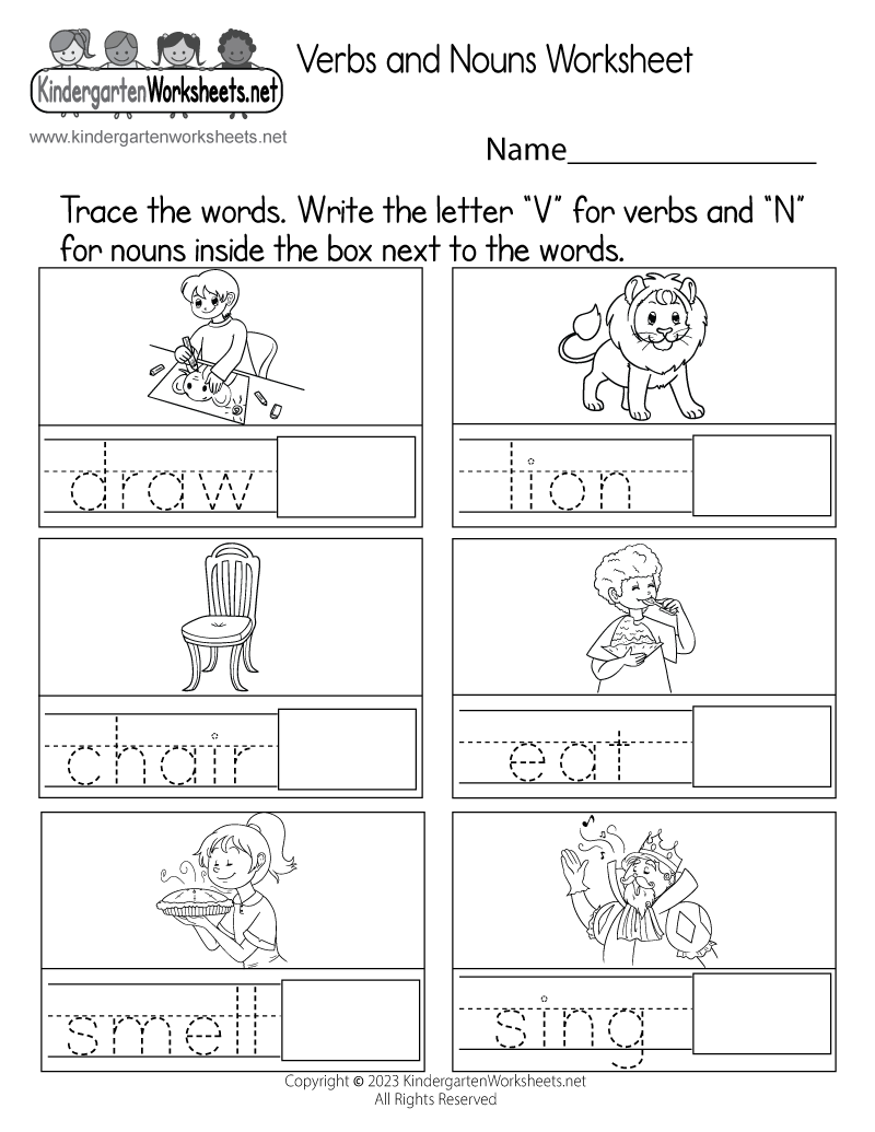 kindergarten noun worksheets