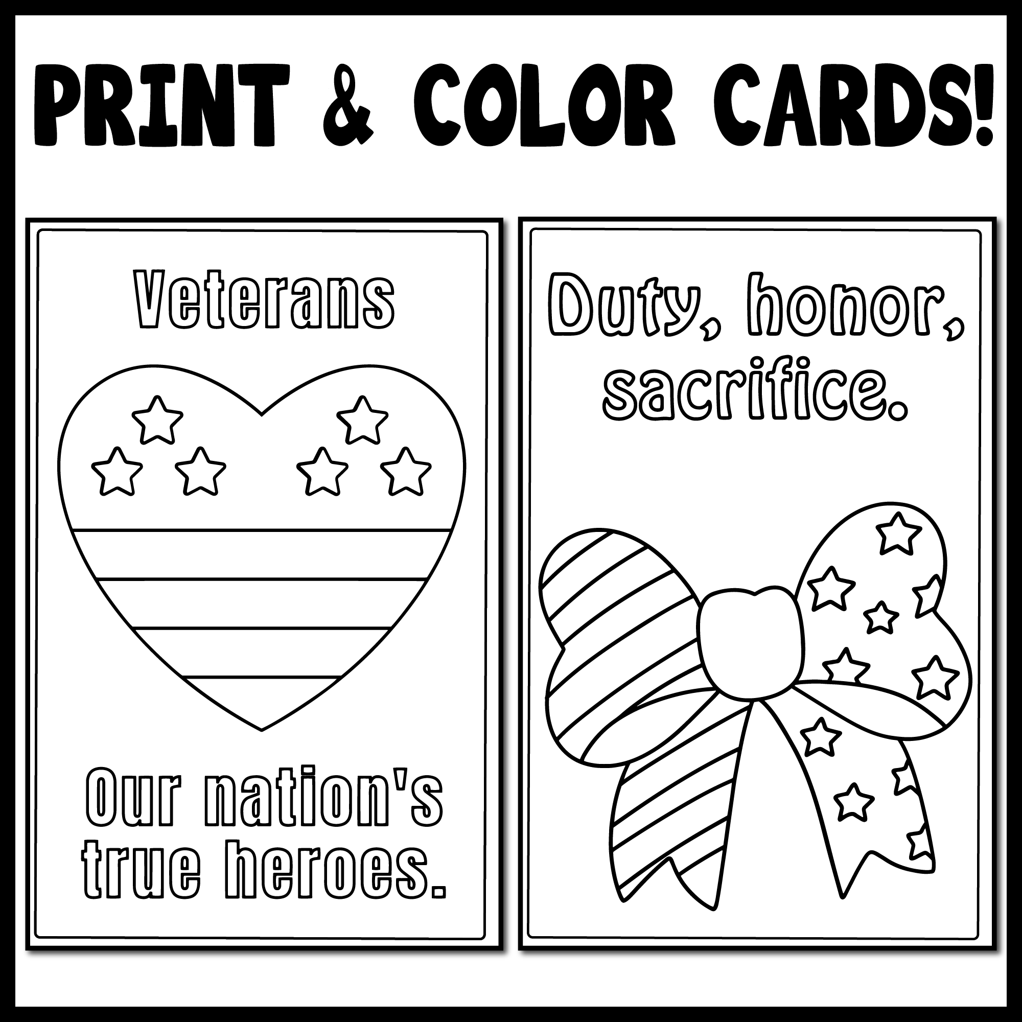 Veterans Day Thank You Cards Coloring Writing Page Veterans Activity Made By Teachers