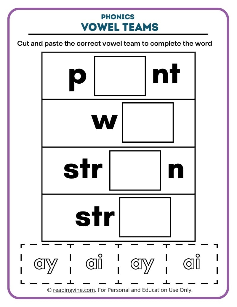 phonics long vowels worksheets