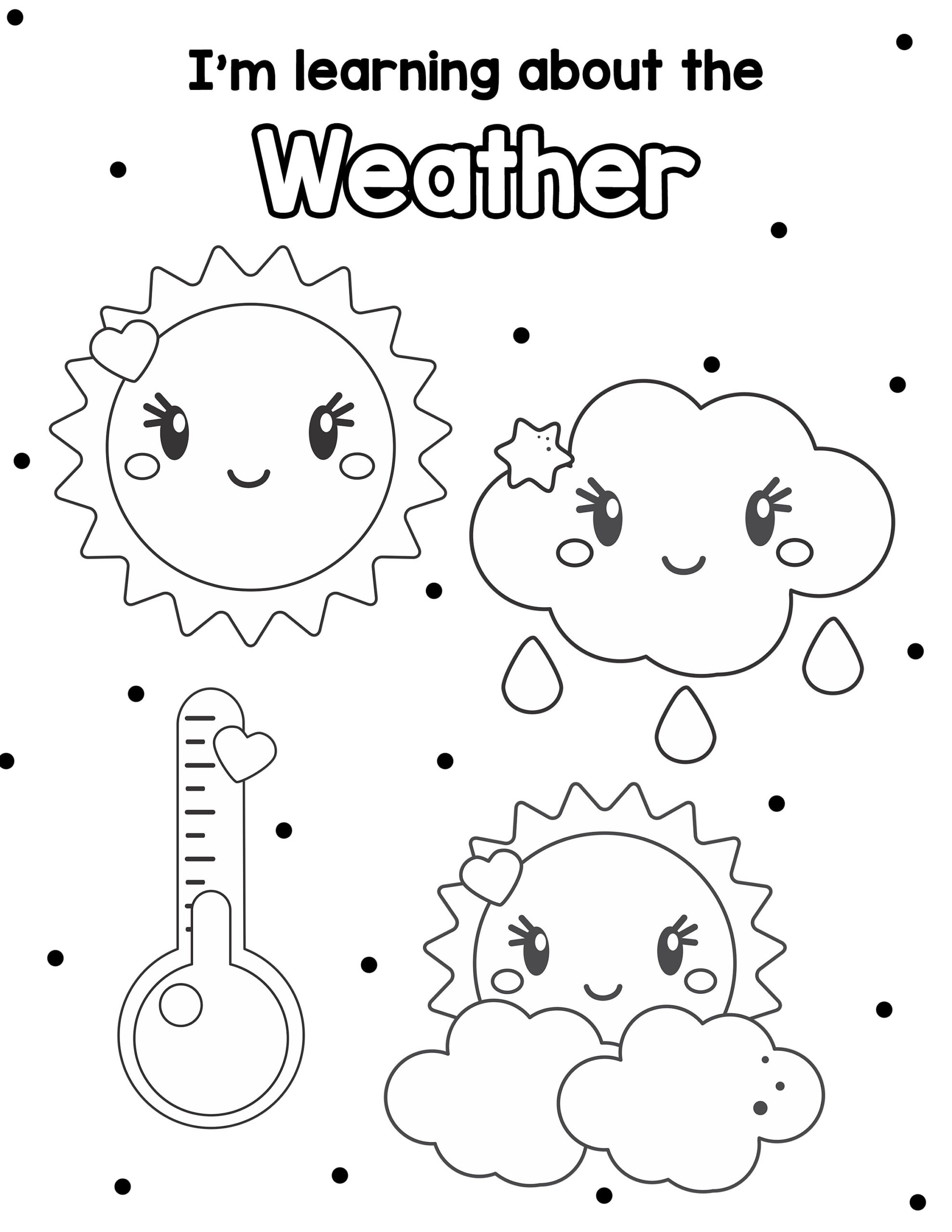 Weather Coloring Page Preschool Mothers Day Out Daycare Learning Printable Sunny Cloudy Rainy Instant Download Etsy