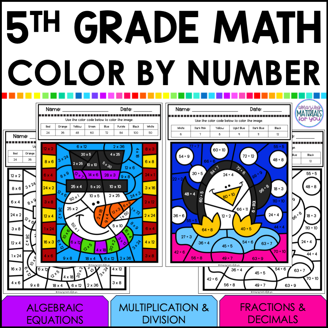 Winter Coloring Worksheets 5th Grade Color By Code Early Finishers Made By Teachers