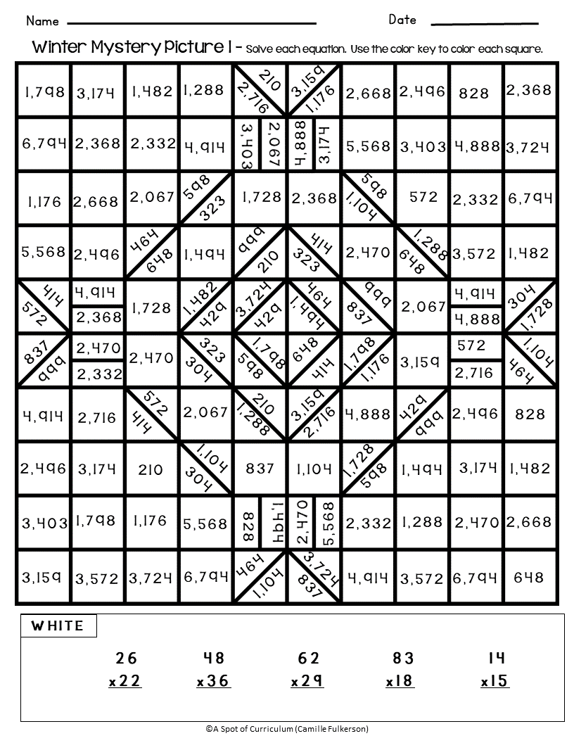 Winter Math Coloring Pages Multiplication And Long Division Made By Teachers Winter Math Coloring Pages Multiplication And Long Division Made By Teachers