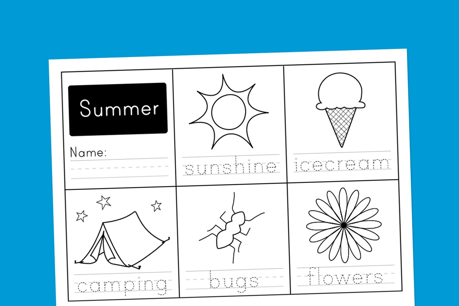 summer worksheets for kindergarten