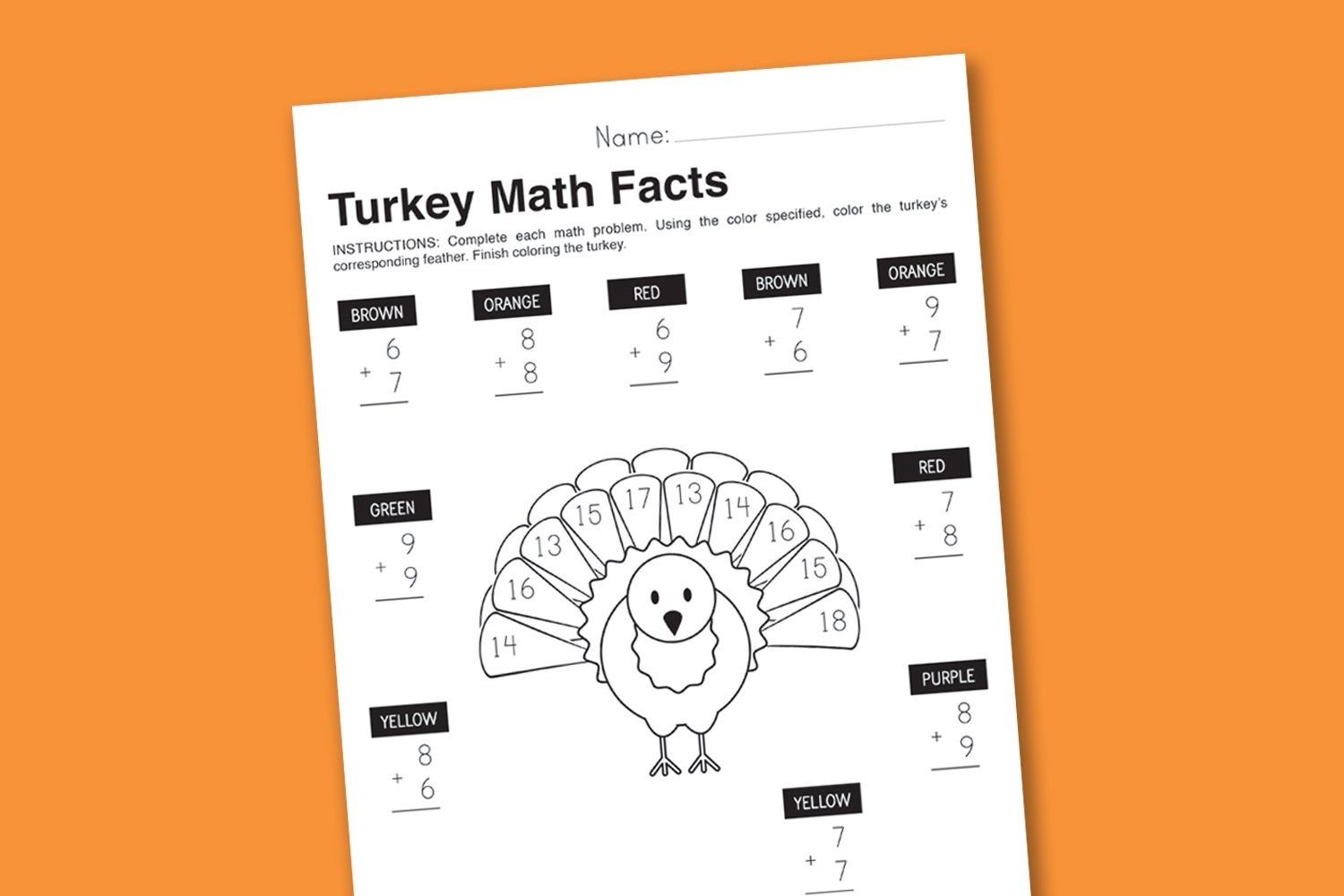 turkey math worksheets