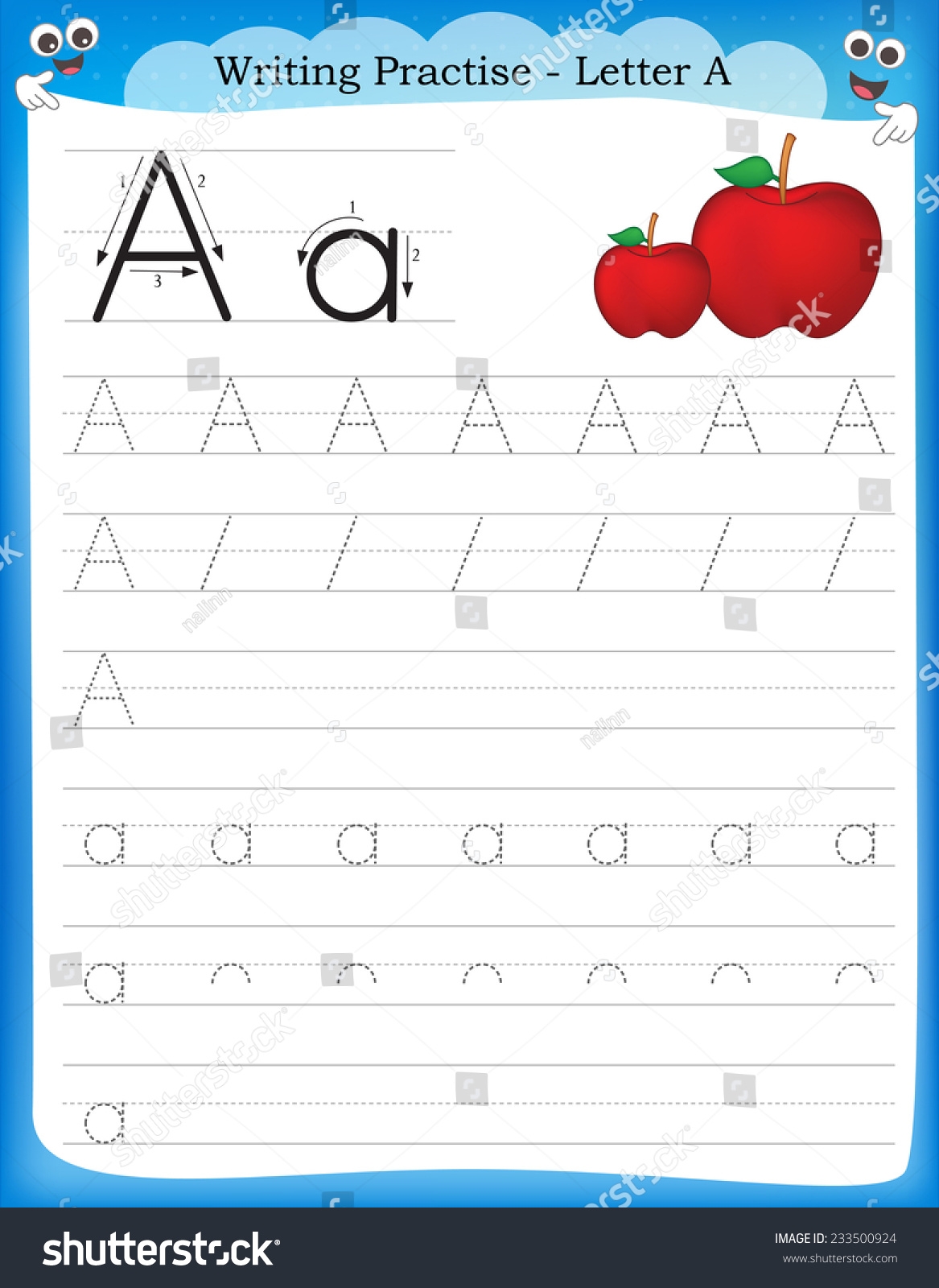 Writing Practice Letter Printable Worksheet Preschool Stock Vector Royalty Free 233500924 Shutterstock