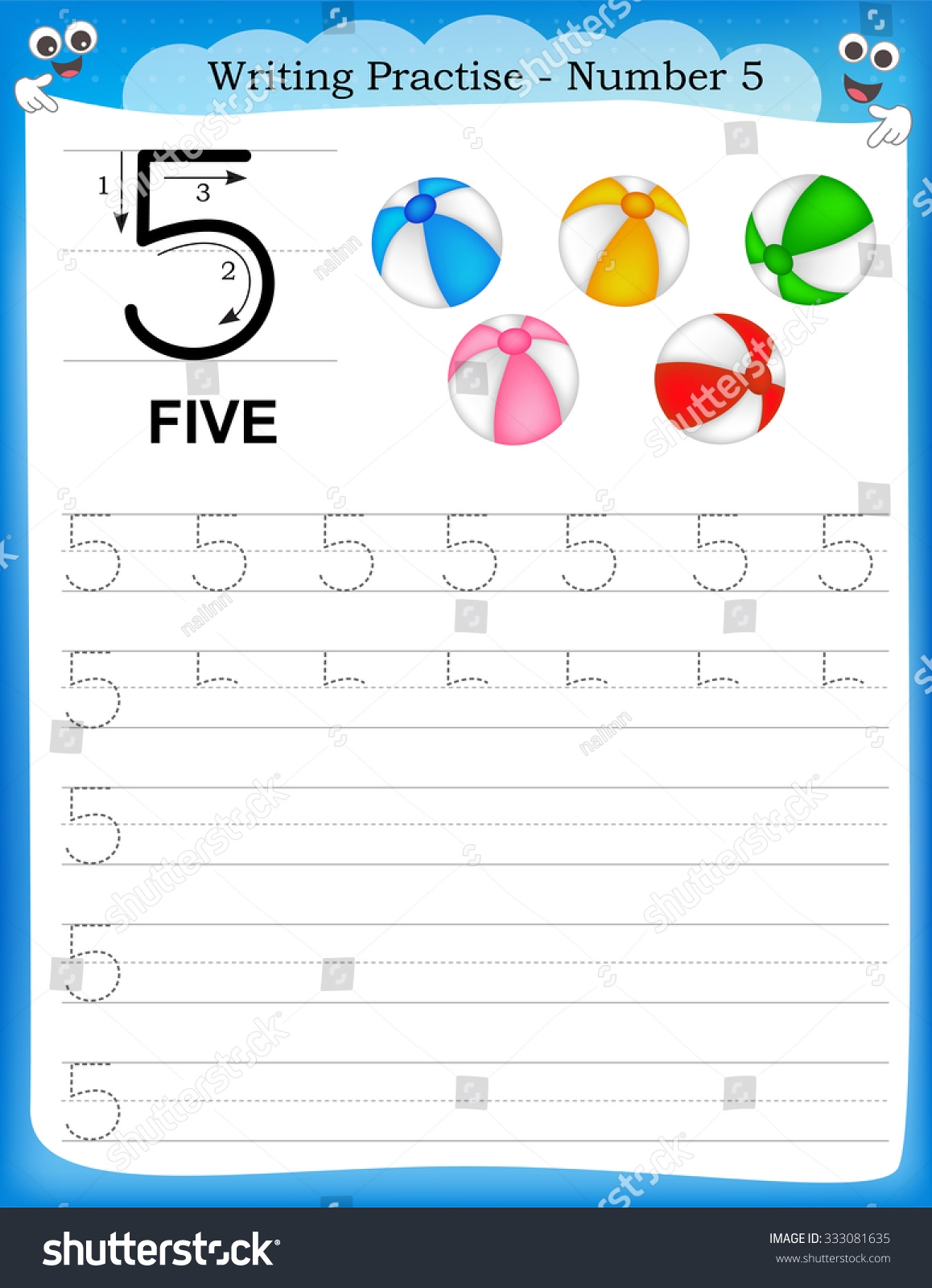 number 5 worksheet preschool