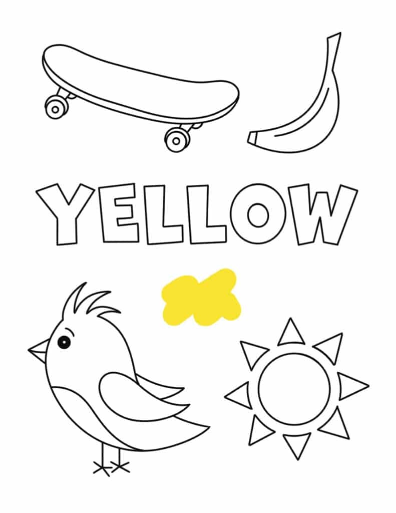 color yellow worksheets for preschool